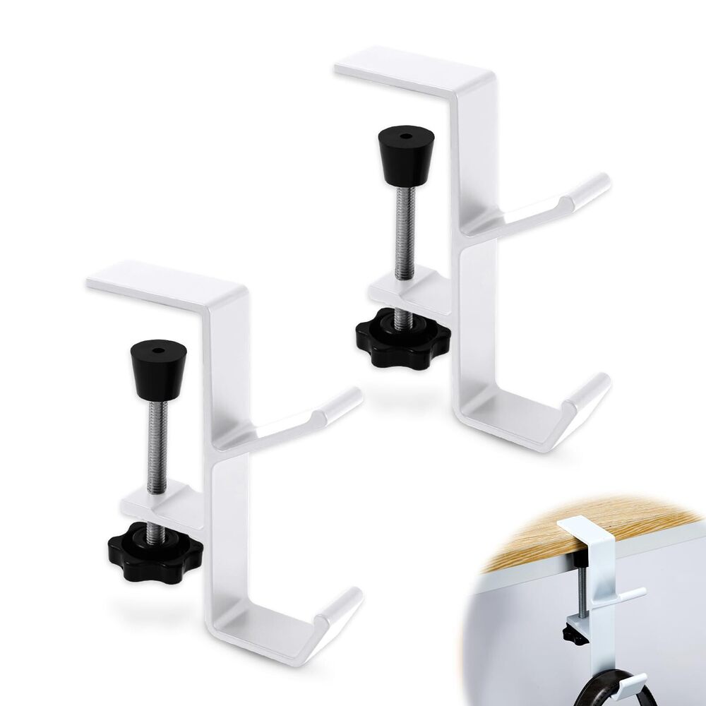 6020 2pcs Desk Handbag Hanger, Metal Mount Purse Holder Hook Adjustable